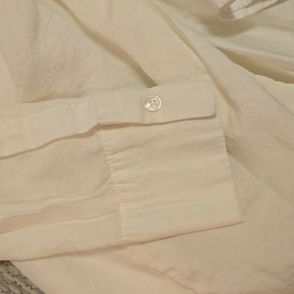 Zara White Ruched Shirt Dress - Picture 2 of 7